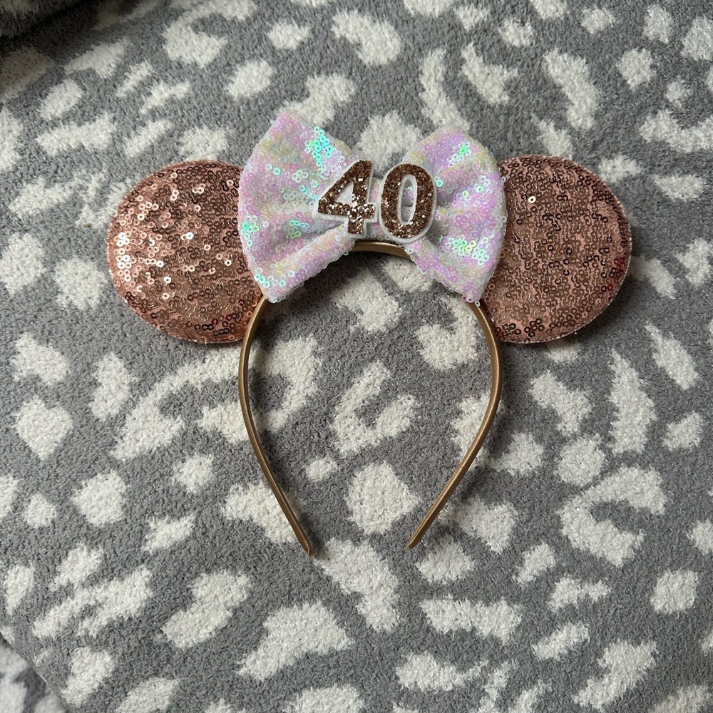 40th Gold and Pink Sequin Minnie Ears